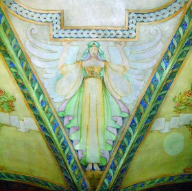 frescoe of angel as seen in Flavelle House